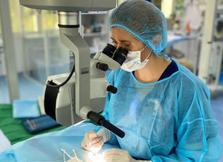 vet surgery with microscope